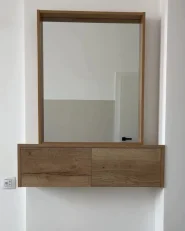 Lustro ścienne ROSELL 80 cm 65 cm Jasnobrązowy_1001235