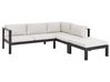 Lounge Set 3-teilig Aluminium schwarz 5-Sitzer Auflagen cremeweiß MESSINA_929523