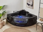 Wanna narożna z hydromasażem LED MARTINICA 198 x 144 cm Czarny_857979