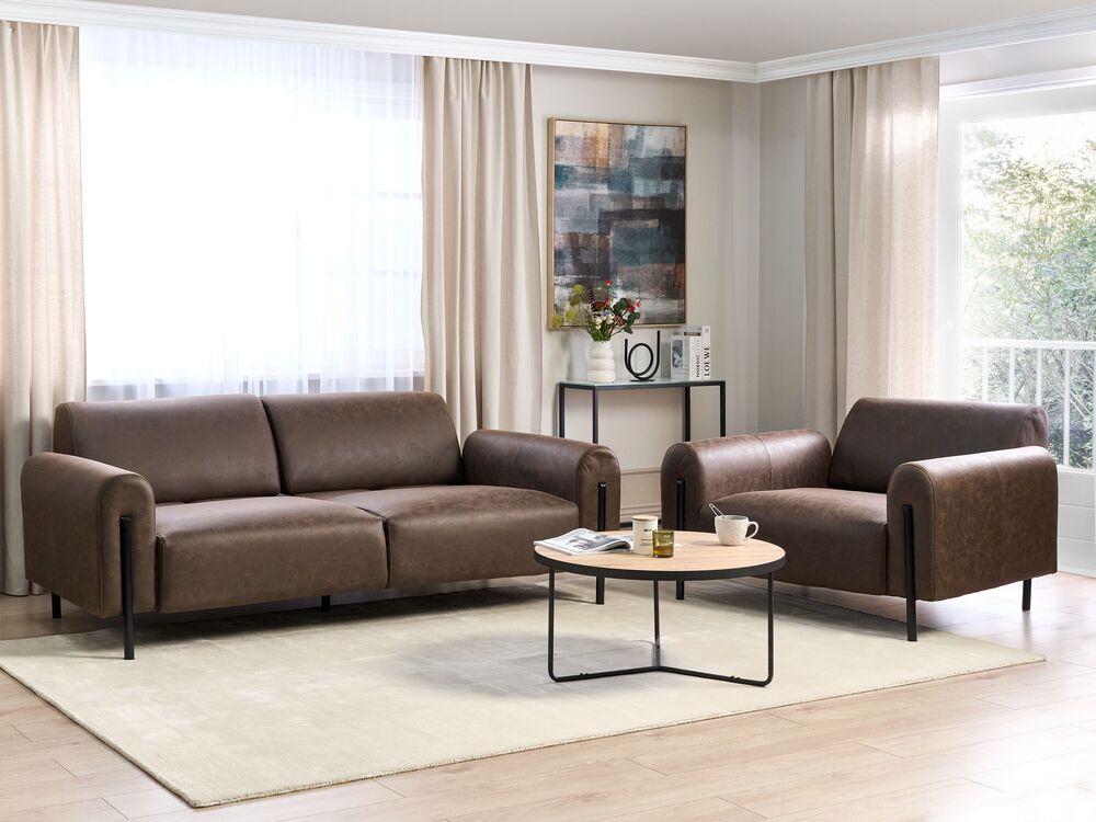 Fabric Living Room Set Dark Brown ASKIM Beliani