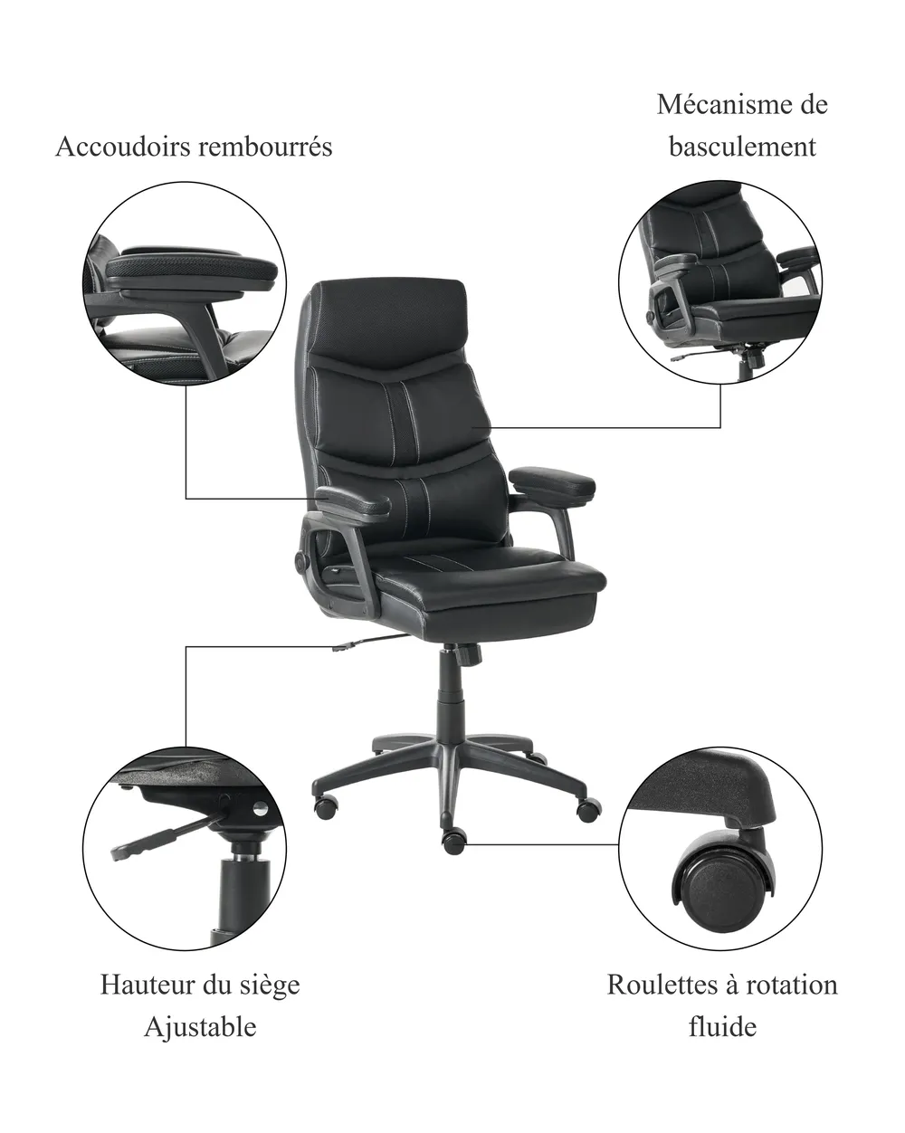 Fauteuil de bureau RULER Cuir PU Noir_995311