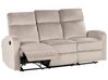 Sofá 3 plazas reclinable manual de terciopelo beige VERDAL_921743