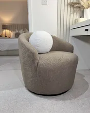 Swivel Armchair DAVIK Boucle Taupe_961209