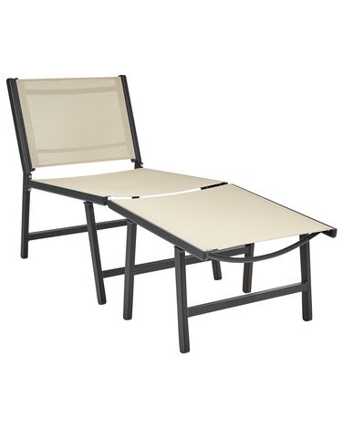 Garden Chair with Footrest Beige and Black MARCEDDI