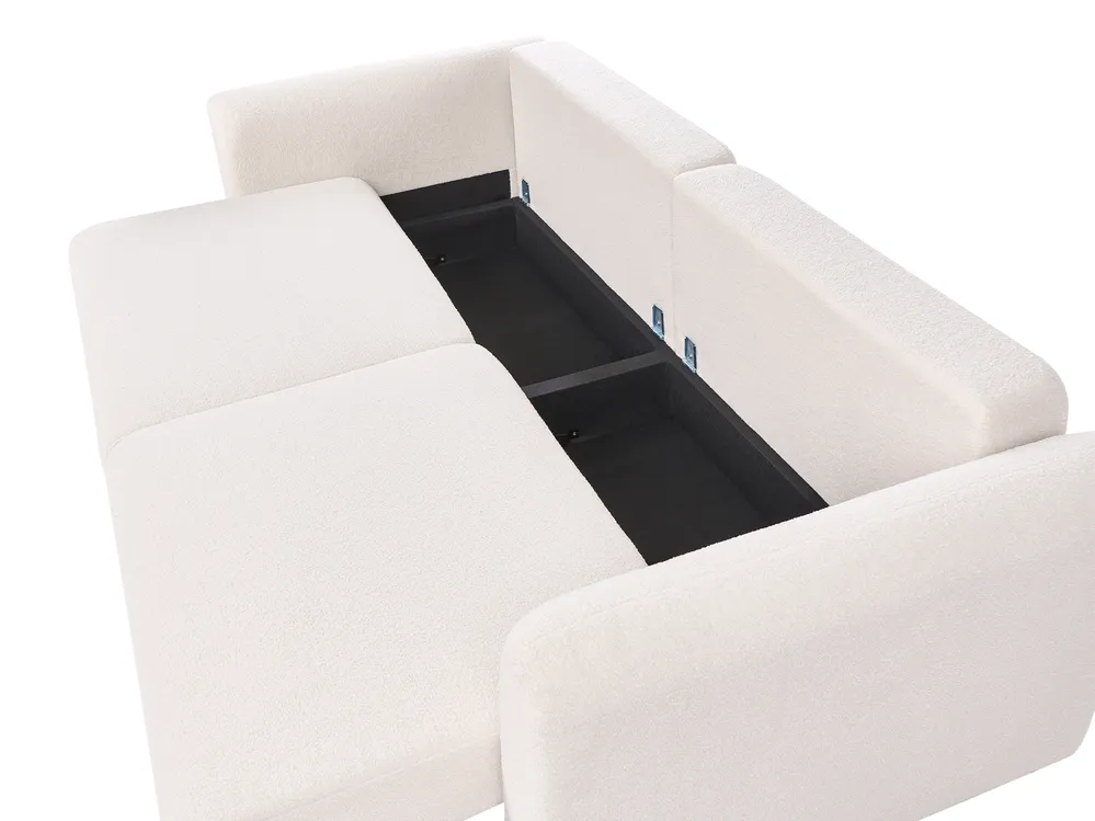 Sofa Bed 3 Seater VAXHOLM with Storage Boucle Light Beige_1026841