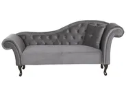 Right-Hand Chaise Longue LATTES Velvet Grey_738706