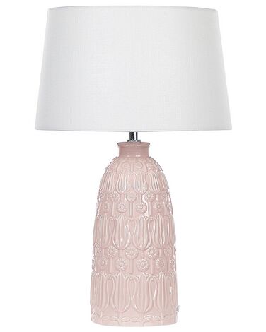  Lampada da tavolo ceramica rosa e bianco 56 cm ZARIMA