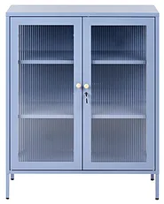 Glass Display Cabinet HARLYN  90 cm Metal Blue_1160854