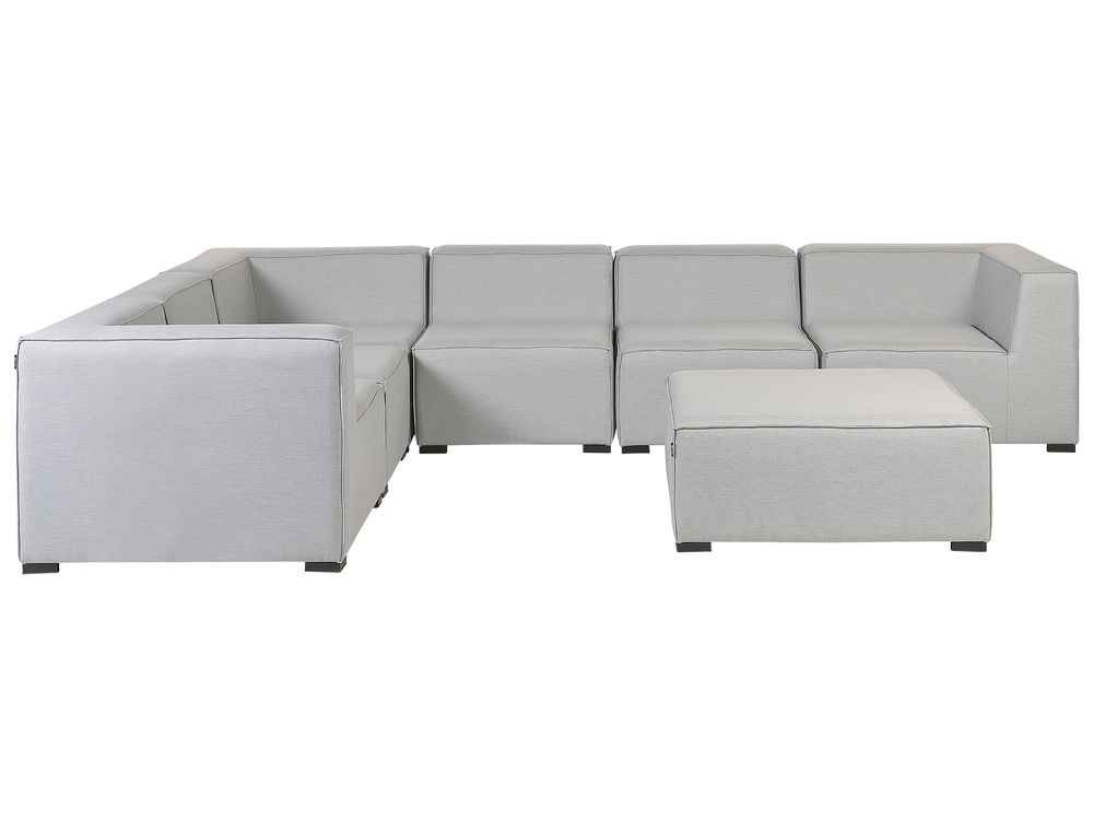Narożnik ogrodowy z otomaną dla 7 osób AREZZO Modułowy Jasnoszary Prawostronny
