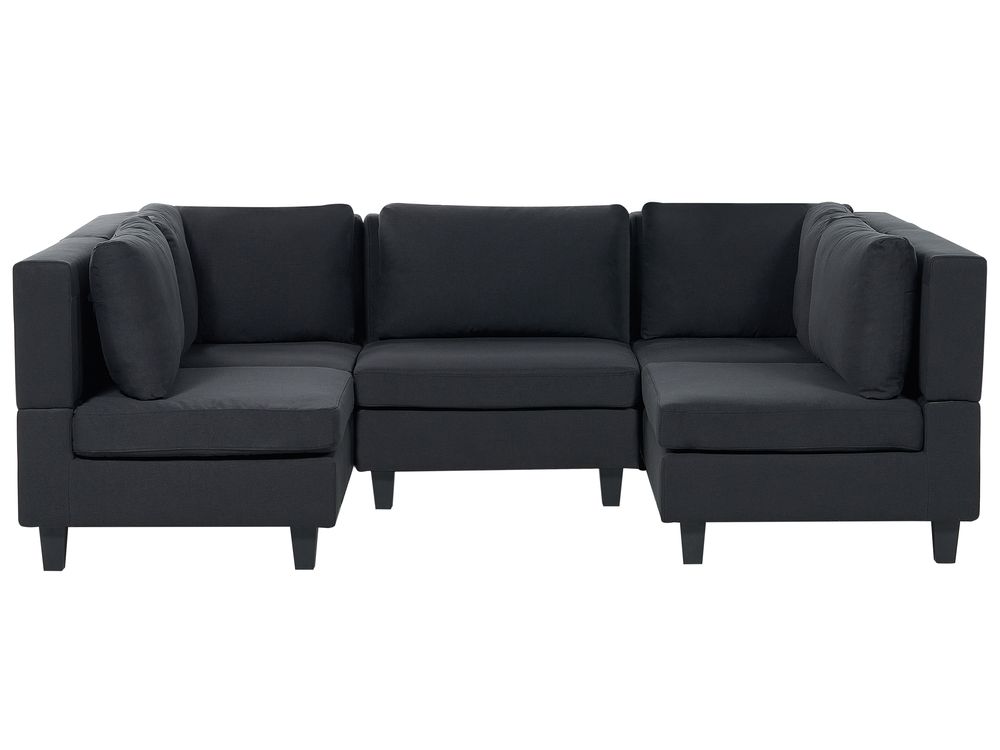 Canapé modulable en forme de U 5 places UNSTAD Tissu Noir