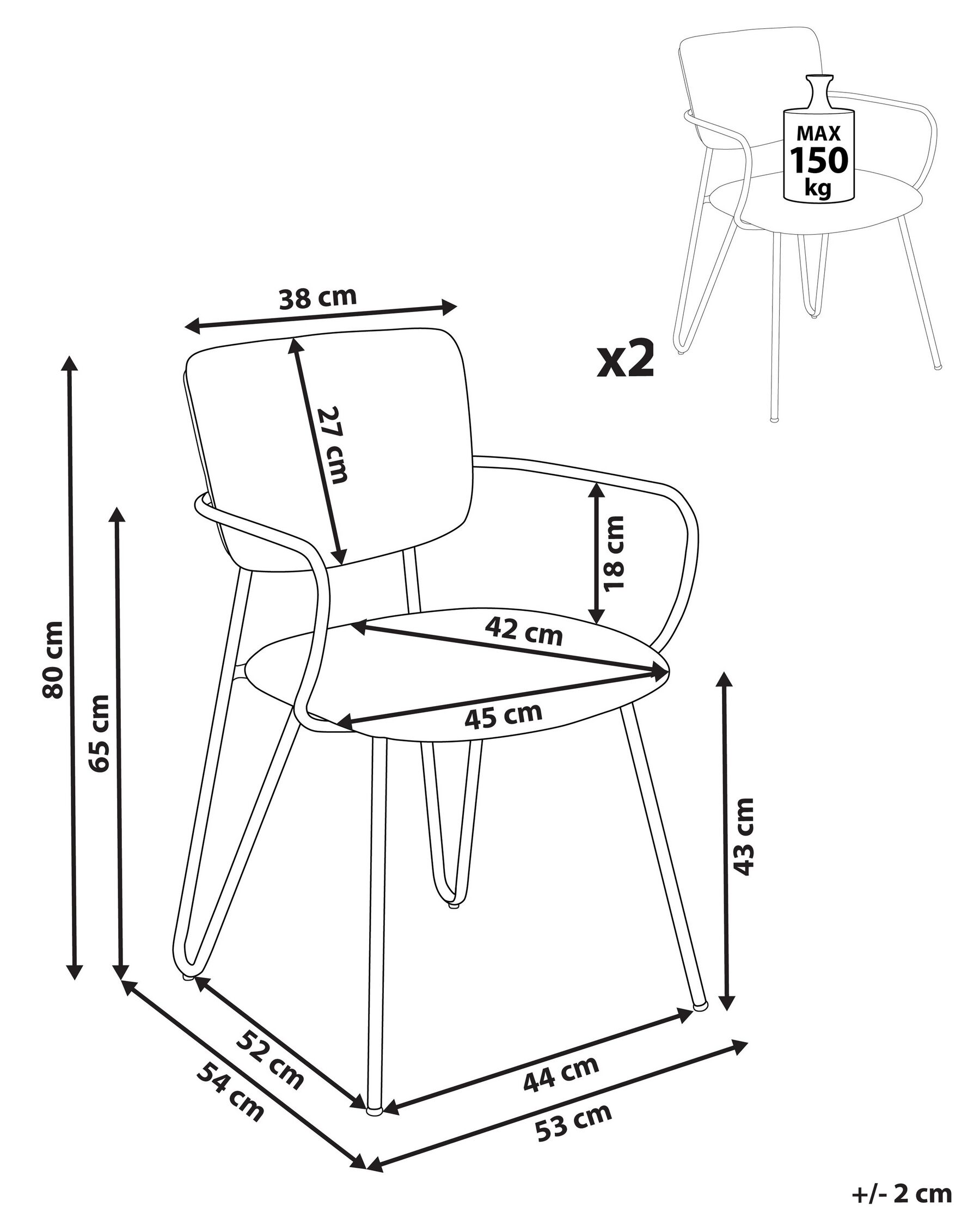 Set di 2 sedie da pranzo ELKO Verde scuro_871869