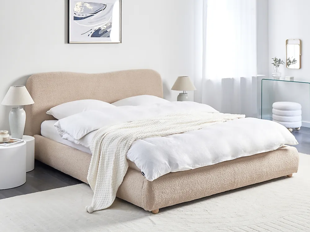 Ottoman Bed BLAGNAC Boucle Beige 180 x 200 cm (EU Super King)_1172504