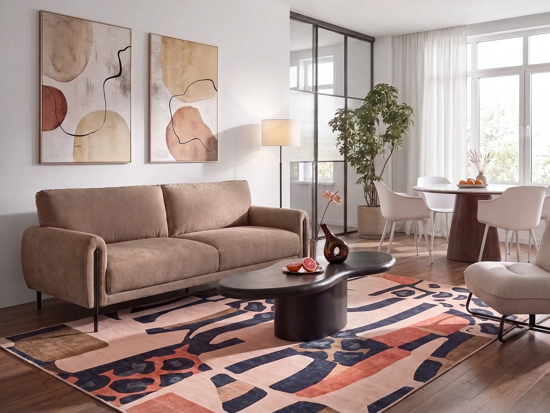 Sofa 3-Sitzer SKARO Chenillegewebe Braun_1156650