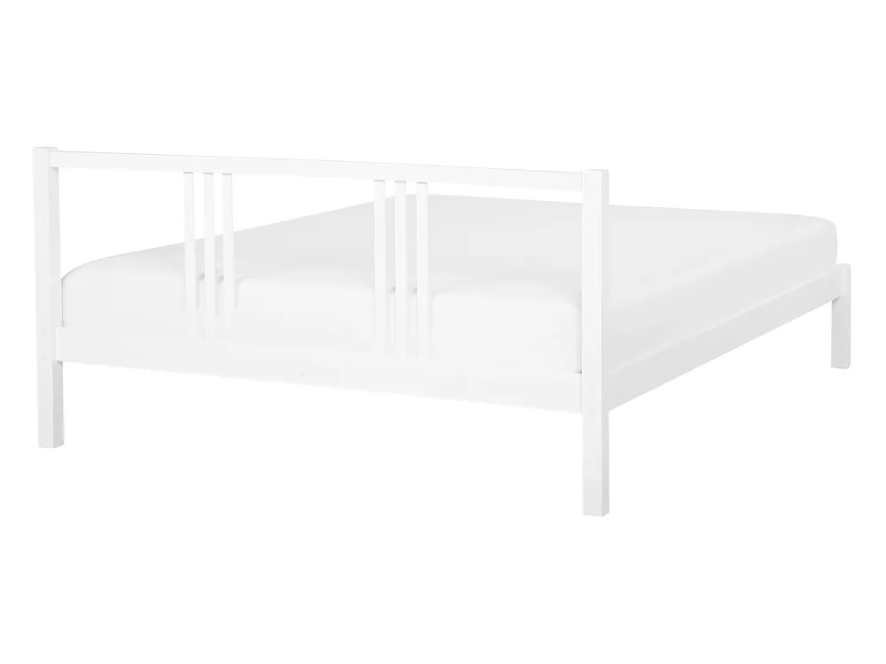 Bett mit Lattenrost Kiefernholz VANNES 140 x 200 cm Weiß_752628