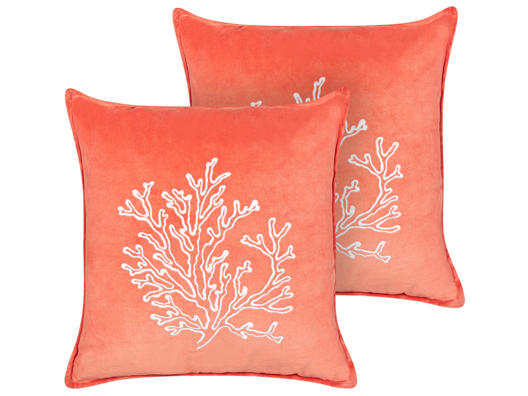 Set of 2 Velvet Cushions Coral Motif 45 x 45 cm Red NORI_892980