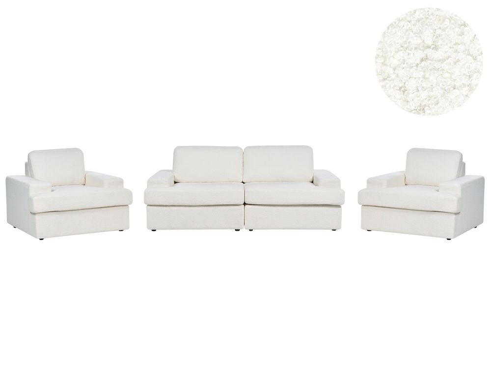 Living Room Set 5 Seater ALLA Boucle Off-White