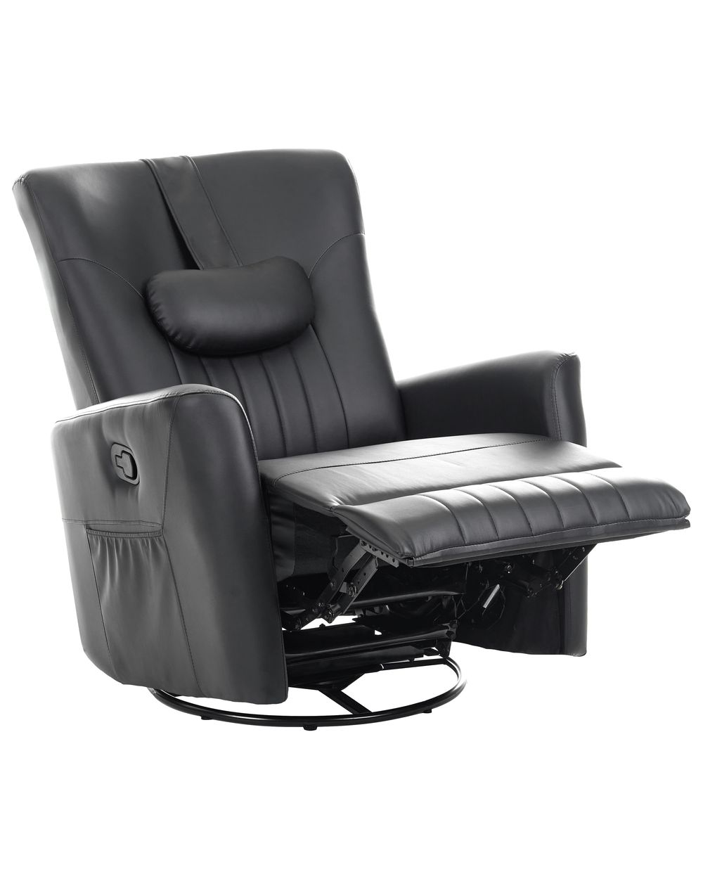 Rocking Recliner Chair REA Swivel Faux Leather Black