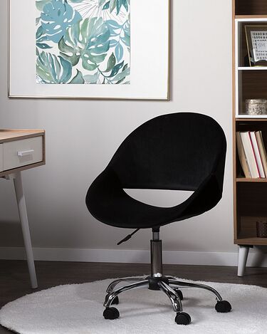 Velvet Armless Desk Chair Black SELMA