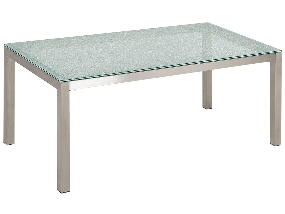 Glass Top Garden Dining Table 180 x 90 cm GROSSETO Beliani