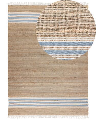 Jute Area Rug 160 x 230 cm Beige and Light Blue MIRZA