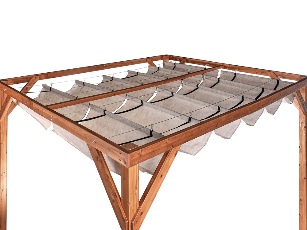 Gazebo VILLAROSA 320 cm 380 cm Fir Wood Brown/ Beige_967177