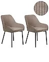 Set of 2 Dining Chairs LOVERNA Corduroy Beige
