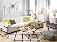 Corner Sofa Bed 3 Seater ROMEDAL Fabric Beige Left Hand_748924