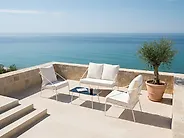 Garden Lounge Set with Table 4 Seater USTICA Metal White_1173799