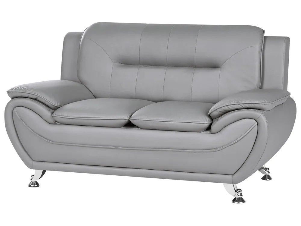 Set da salotto 6 posti LEIRA Pelle sintetica Grigio_1058671