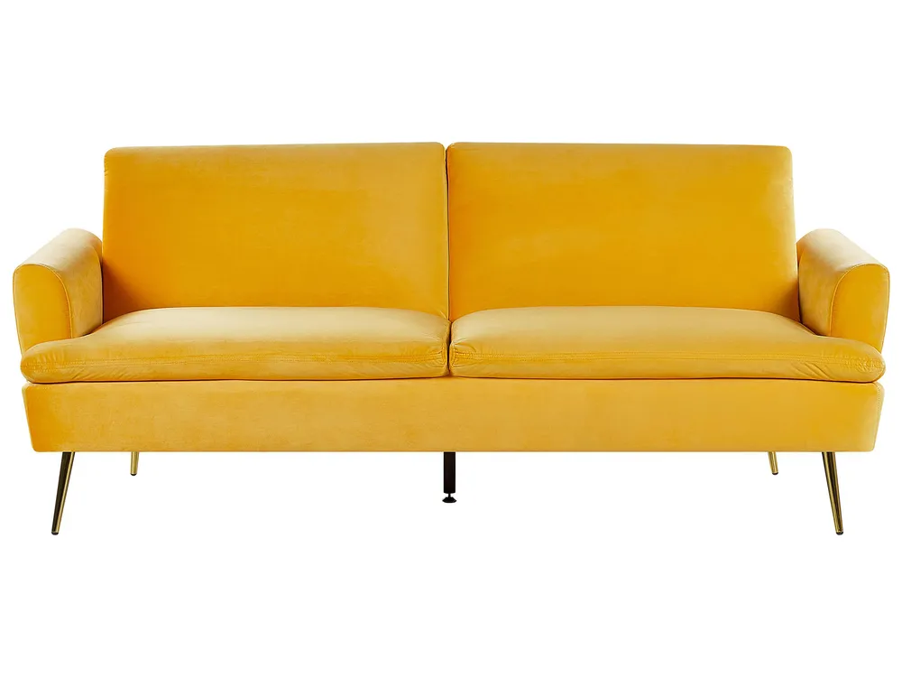 Sofa Bed 3 Seater VETTRE Velvet Yellow