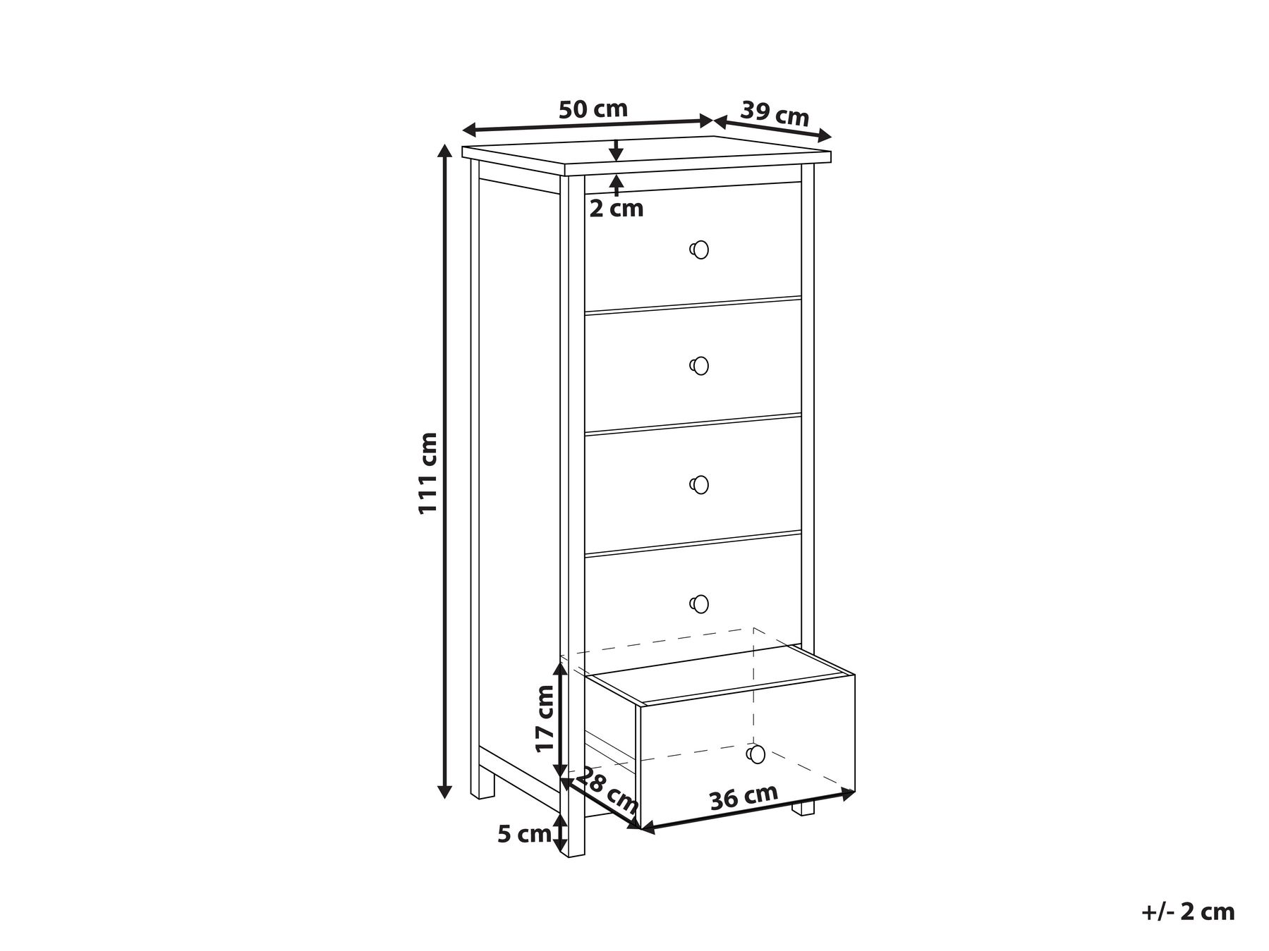 5 Drawer Chest 50 cm Light Wood SALTON_941512 5 Drawer Chest 50 cm Light Wood SALTON_941512