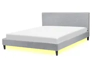 Bed with LED Fabric FITOU 160 x 200 cm (EU King Size) Light Grey_796166