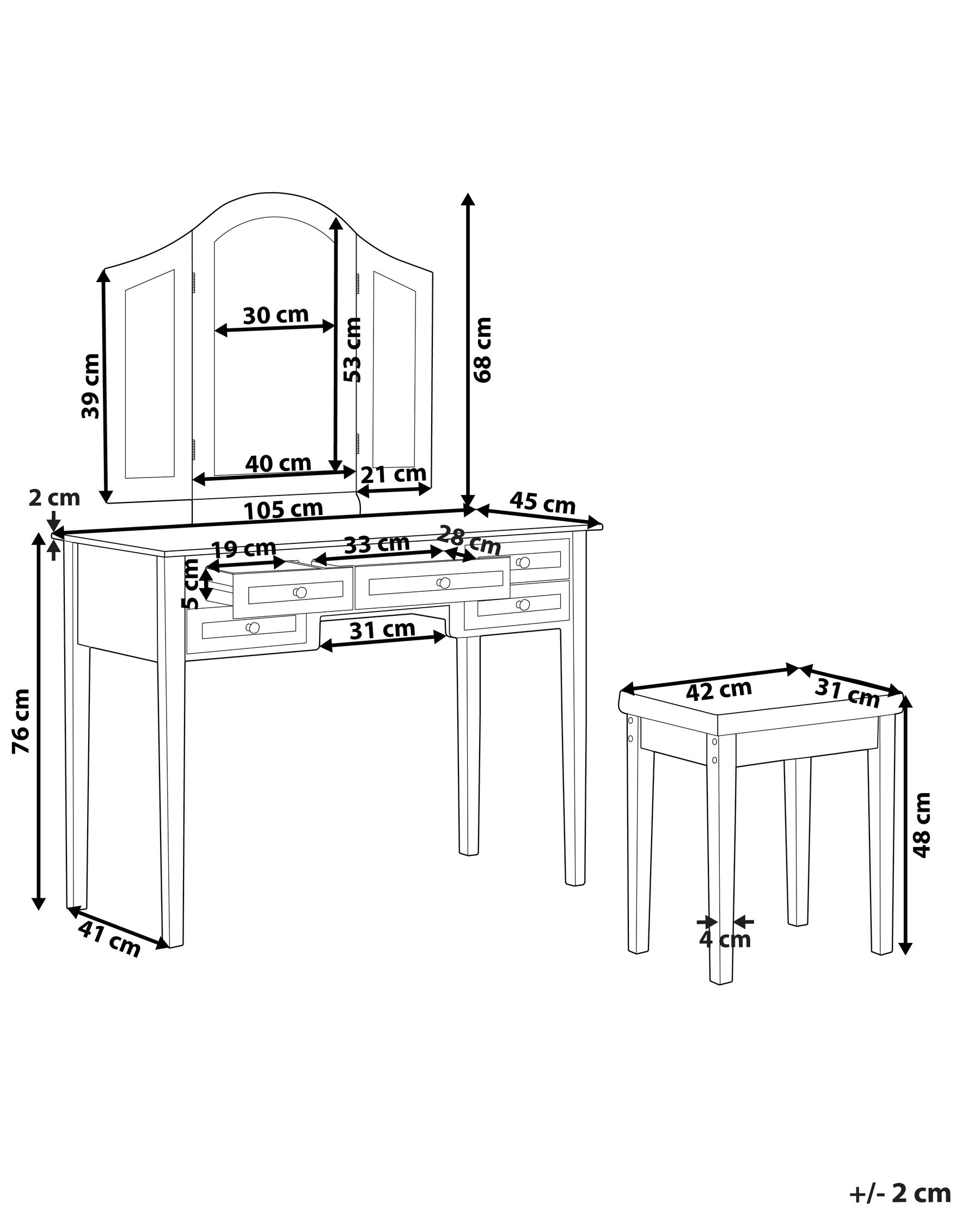 5 Drawers Dressing Table with Mirror and Stool White LUMIERE_827435