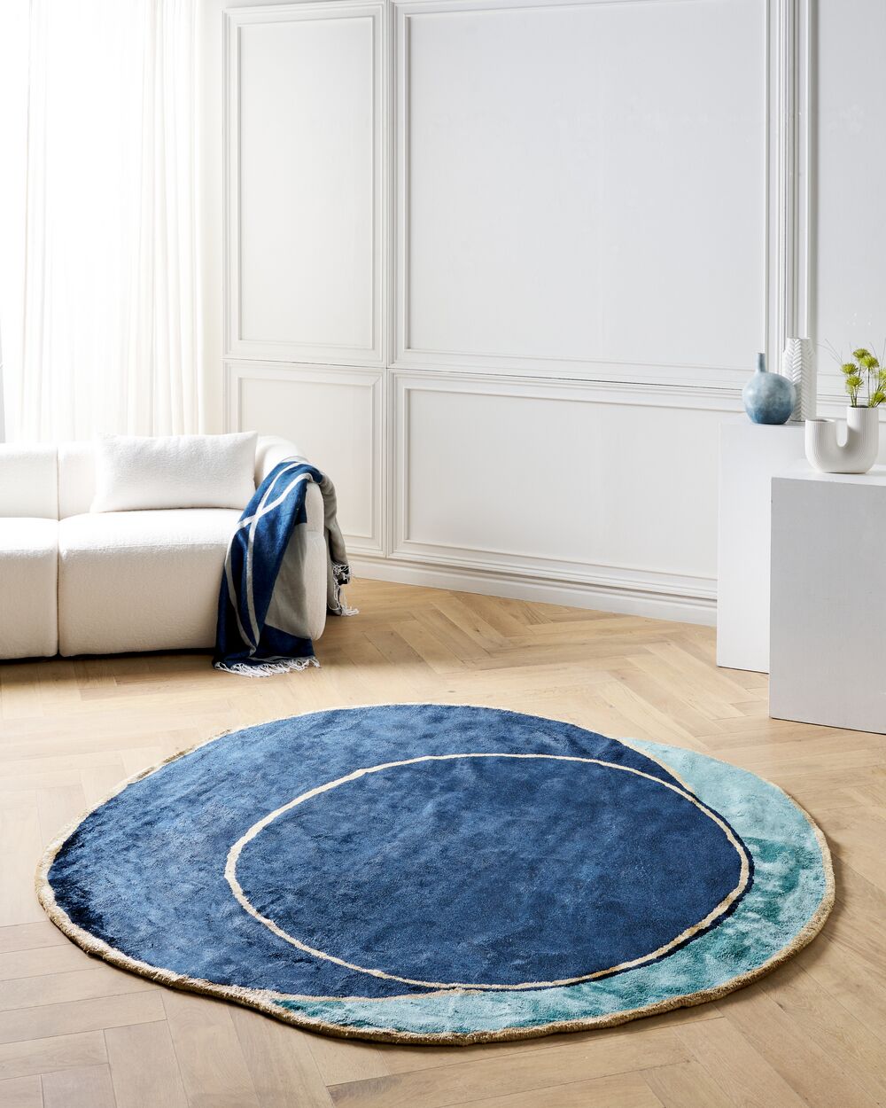 Tappeto KANRACH Blu marino 200 x 200 cm Viscosa