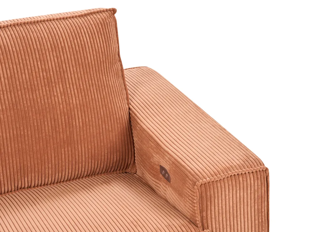 Electric Recliner Sofa 2 Seater NUKARI Corduroy Orange_918680