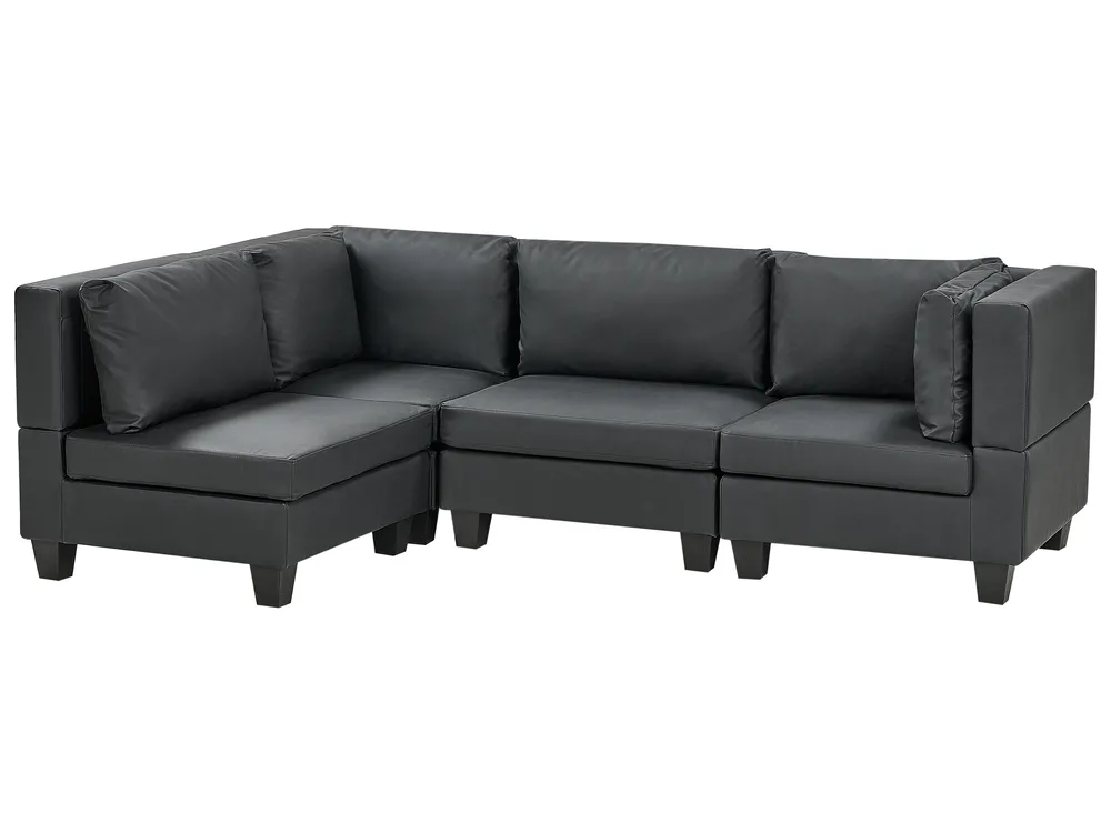 Modular Corner Sofa 4 Seater UNSTAD Faux Leather Black Right Hand_936661