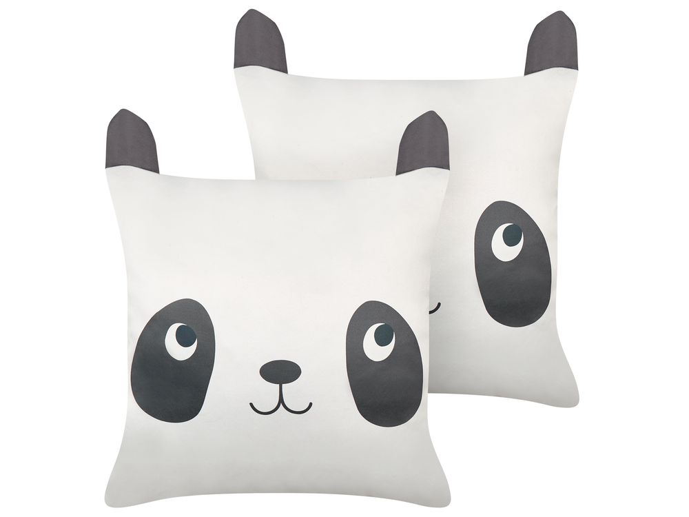 Set di 2 cuscini PANDAPAW 45 x 45 cm Cotone Bianco