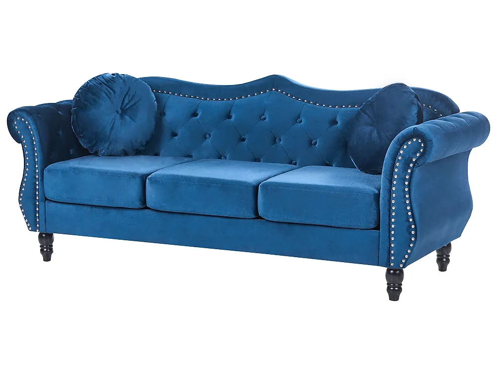 Sofa dla 3 osób SKIEN Welur Granatowy_1170500