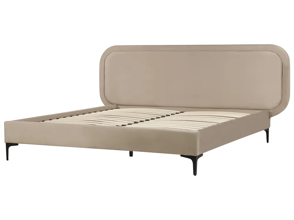Bed Velvet SUZETTE 140 x 200 cm (EU Double) Beige_916053