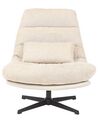 Fabric Swivel Armchair with Footstool Beige TOVIK_923360