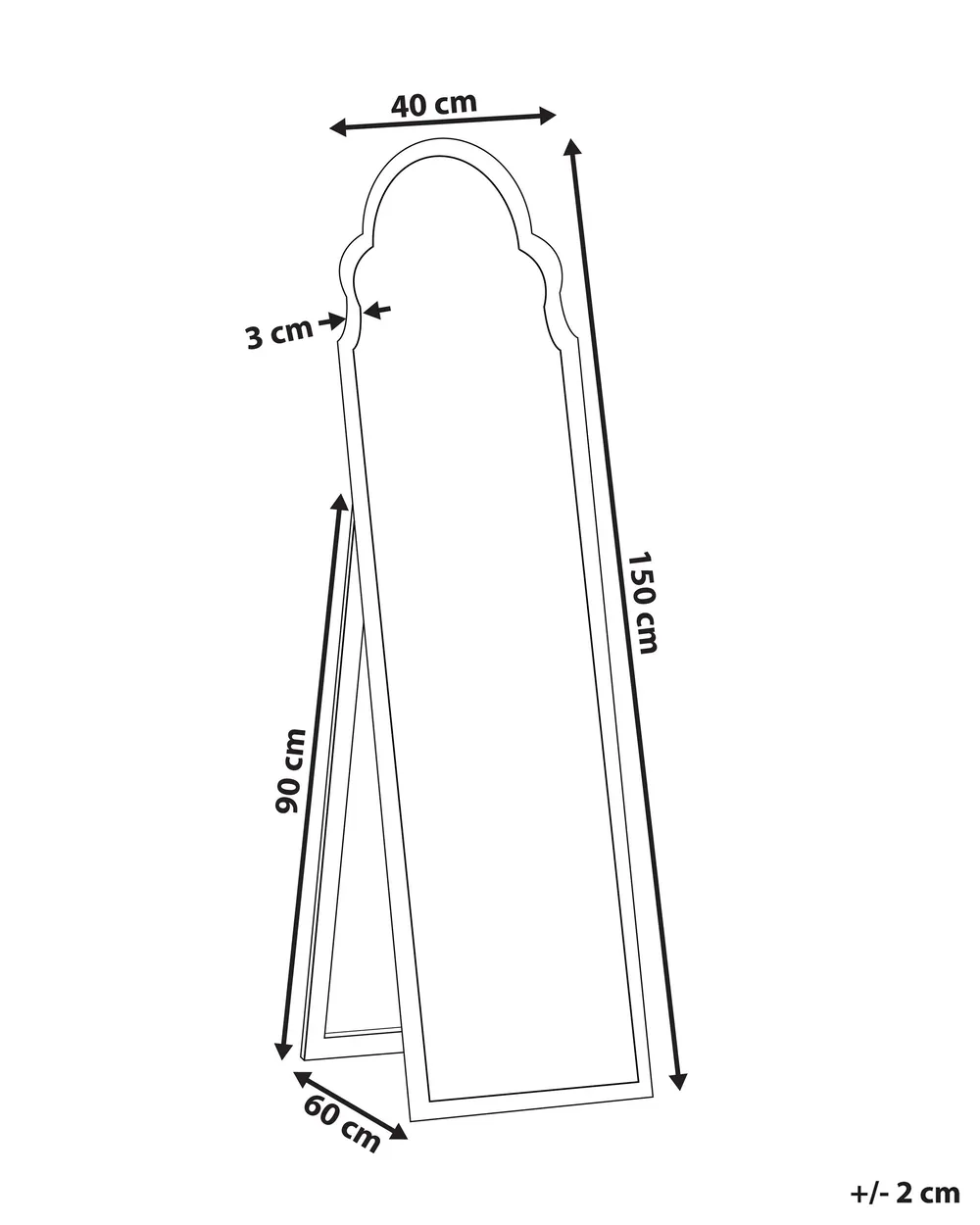 Lustro stojące CHATILLON 150 cm Czarny_830436