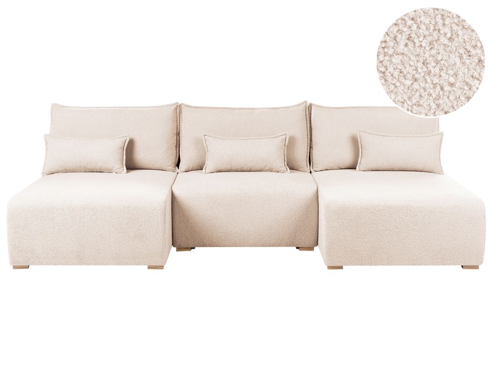 Canapé modulable en forme de U NERBO Bouclé Beige