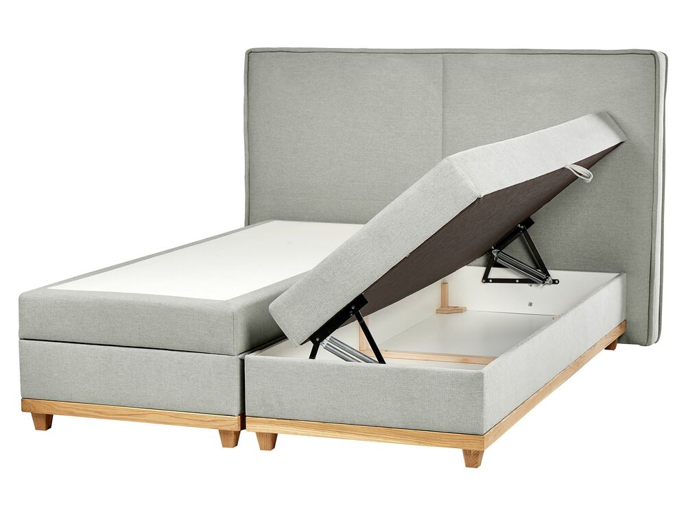 Boxspringbett mit Stauraum DYNASTY Stoff Hellgrau 160 x 200 cm