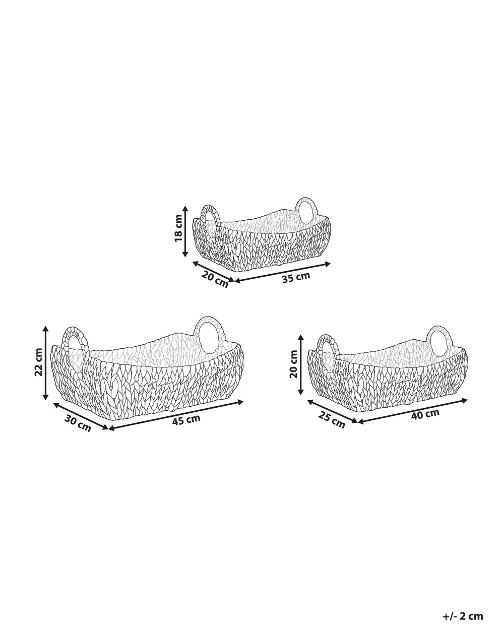 Zestaw 3 koszy CAMPHA Plecionka Naturalny_886155