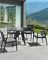 Conjunto de 4 sillas de jardín con cojines TAVIANO Metal Negro