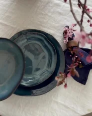 Set di 16 stoviglie HAWTHORN Gres porcellanato Blu_997589