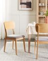  Set of 2 Wooden Dining Chairs Light Wood and Light Grey MINIER_926514