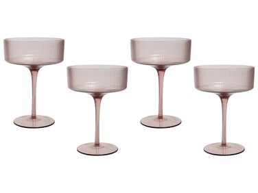 Set of 4 Champagne Saucers 33 cl Pink AMETHYST