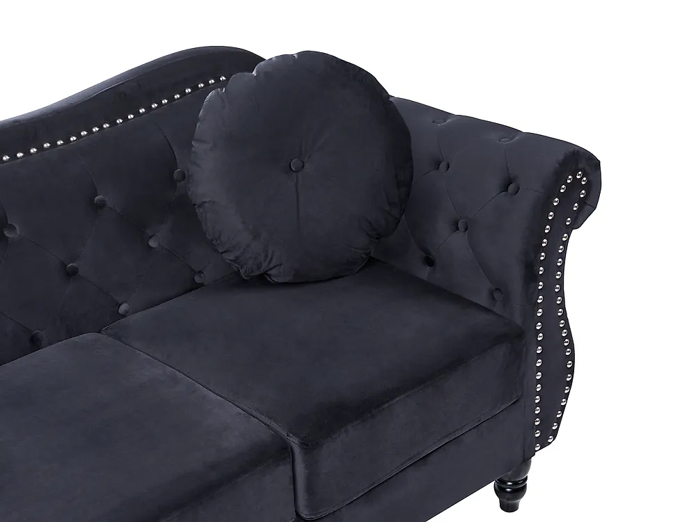 Sofa dla 3 osób SKIEN Welur Czarny_1170590