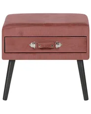 1 Drawer Bedside Table EUROSTAR Corduroy Pink_773656